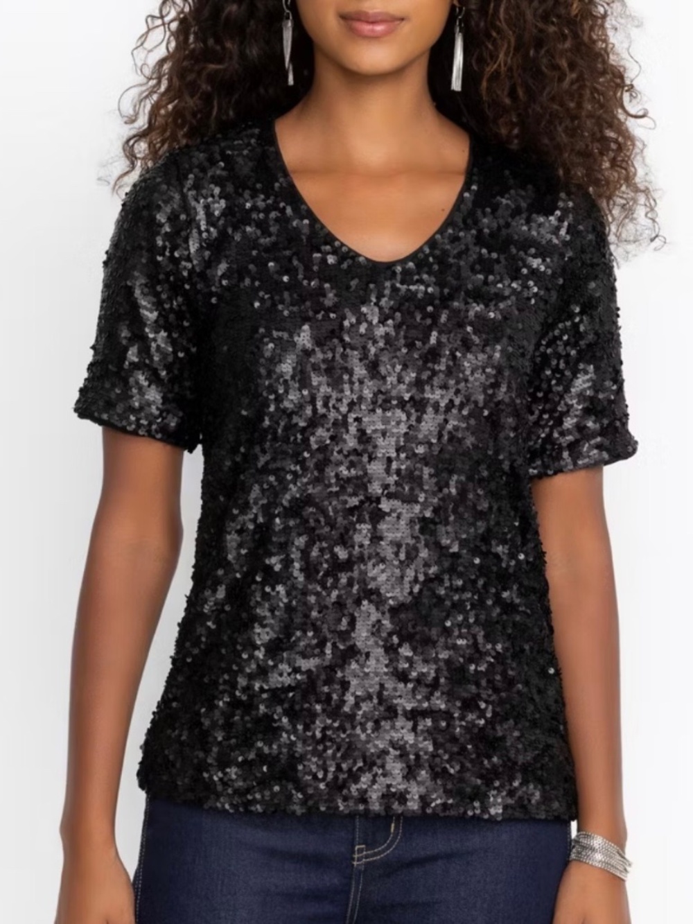 NWT $298 Johnny Was Bradley Sequin Blouse Size M